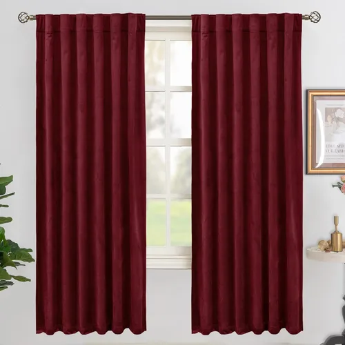 Miniatura 28 de BGment Cortinas de terciopelo rosa polvoriento, 2 paneles de 84 pulgadas, 2 paneles para sala de estar, aislamiento térmico de lujo, reducen