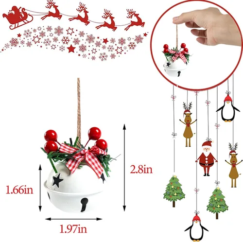Miniatura 3 de 18 PCS Adornos de Cascabeles Navideños en Rojo, Blanco, Verde - Decoración de Árbol de Navidad, Corona, Adorno Conmemorativo Campana-1