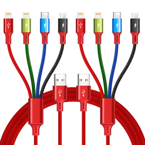 Miniatura 7 de Cable de carga múltiple 3.5A Cable de cargador múltiple trenzado 4 en 1 Cable USB de carga rápida con puertos IP/tipo C/micro para teléfonos