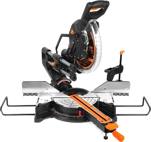 WEN MM1215 Sierra ingletadora compuesta deslizante de doble bisel de 15 amperios y 12 pulgadas con línea de corte LED