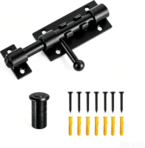 Miniatura 10 de Barrel Bolt Latch,7.7 inch Slide Bolt Gate Latch,14mm Bolt Heavy Duty Shed Door Latch,304 Stainless Steel Black Finish Lock Latch for Barn, Fence