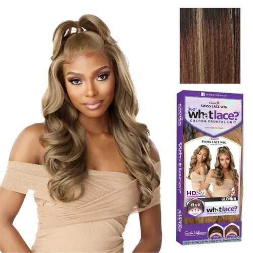 Sensationnel Pelucas What Lace 13X6 - Glenna Encaje Frontal Atado a Mano Sin Pegamento Sintético con Densidad Natural Línea del Cabello Predepilada