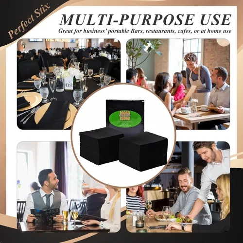 Miniatura 6 de Servilletas perfectas de 2 capas. 100ct servilletas de papel para cóctel. Dos capas., Negro, 100