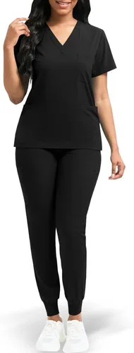 Miniatura 2 de niaahinn Conjunto de ropa quirúrgica clásica con cuello en V y pantalón deportivo de yoga, uniforme médico de enfermería