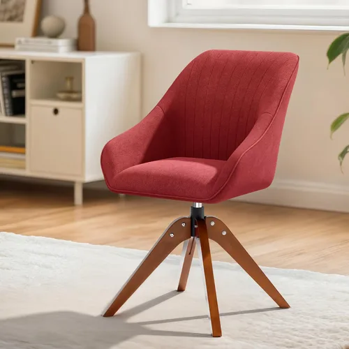 MoNiBloom Silla giratoria decorativa, sillón moderno de mediados de siglo con patas de madera maciza, silla de escritorio de oficina en casa, sin