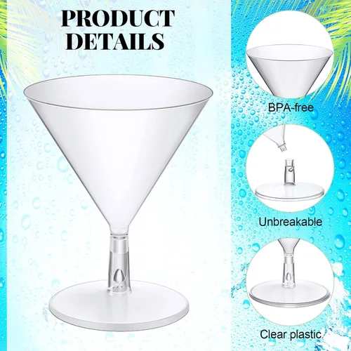 Miniatura 3 de Rtteri 250 vasos de Martini de plástico desechables de 2 onzas, mini vasos de margarita transparentes para bodas, fiestas, vino, cócteles, bebidas