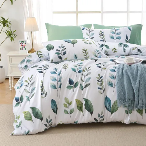 Miniatura 35 de MUXHOMO Juego de edredón tamaño individual XL, elegante juego de cama con estampado floral en una bolsa, 5 piezas, ultra suave y transpirable