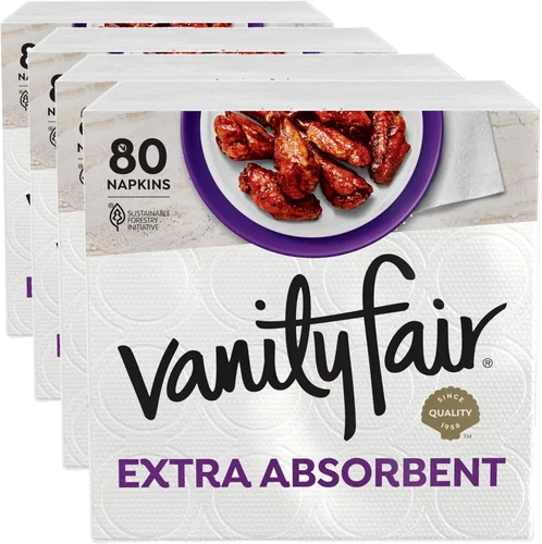 Miniatura 11 de Vanity Fair Servilletas de papel extra absorbentes, 80 unidades, servilletas desechables hechas suaves y fuertes para comidas desordenadas y uso