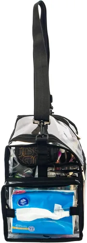 Miniatura 8 de Bolsa grande profesional independiente transparente de PVC para artista de maquillaje con organizador de brochas, kits de maquillaje, bolsa de viaje