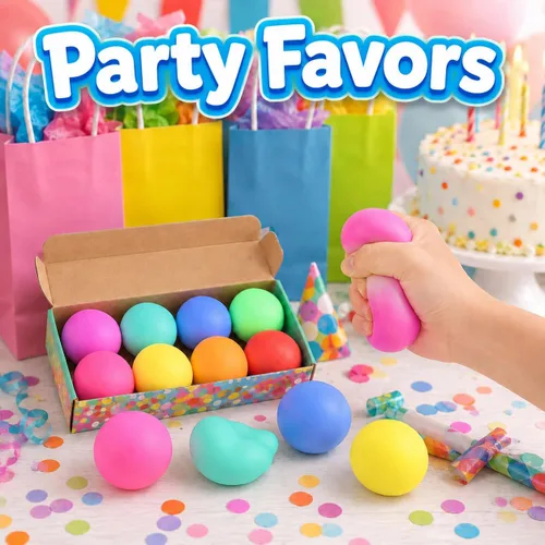 Miniatura 7 de Paquete de 8 pelotas para el estrés de aumento lento, juguetes antiestrés para aliviar el estrés, juguetes elásticos para niños y adultos, caja