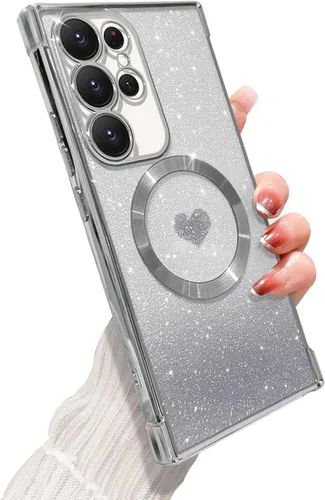 Miniatura 12 de ZONRW Funda magnética para Samsung Galaxy S22 Plus, para mujeres y niñas, chapado de lujo suave, con purpurina degradada, lindo corazón, compatible