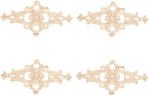 Miniatura 13 de MUXSAM Apliques de madera tallados para muebles, 1 calcomanía sin pintar para puerta, pared, techo, armario, tocador, espejo, cama, mantel, banco, 1