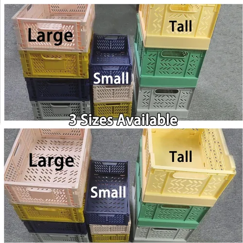 Miniatura 3 de Domiella Paquete de 2 cajas para almacenamiento, cajas de almacenamiento apilables de plástico, plegables para oficina, hogar, cocina, dormitorio