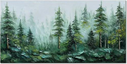 Miniatura 16 de Alenoss Pinturas Metálicas Abstractas 100% Hechas a Mano Lienzo Arte de Pared Textura Gruesa Única Superficie Áspera Pintura al Óleo Moderna 48x24