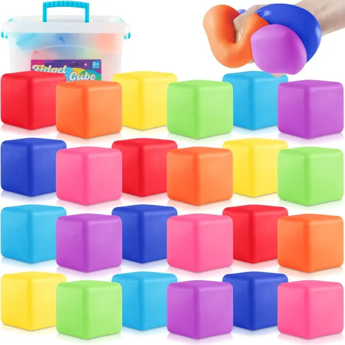 Juguetes Fidget Cubo Antiestrés, 24 Piezas Pelotas Antiestrés al Por Mayor para Niños y Adultos, Pelotas Antiestrés de Cubo de Hielo de Elevación