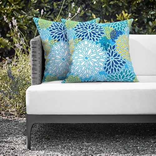 Miniatura 992 de Juego de 2 almohadas para exteriores de 16 x 16 pulgadas, repelentes al agua con interiores, para muebles de patio, hogar, jardín, geometría bohemia