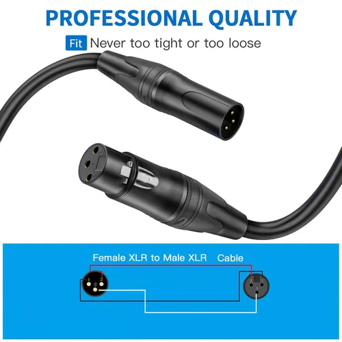 Miniatura 14 de LanSenSu 1 micrófono divisor XLR Y macho a 2 hembras, XLR hembra de 3 pines a doble XLR macho Y-Splitter Cables de audio de micrófono equilibrado