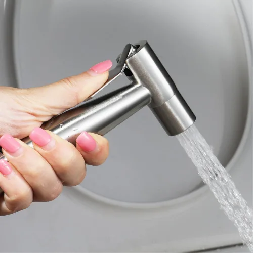 Miniatura 5 de Paquete de 3 pulverizadores de bidé de mano, rociador de mano de acero inoxidable con gancho para tanque de agua y manguera de ducha para lavado