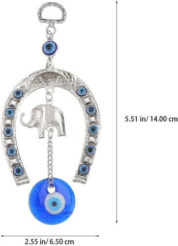 Miniatura 2 de Colgante colgante de ojos azules turcos, herradura, elefante, forma de encanto, decoración del hogar, amuleto de bendición de la suerte, adorno