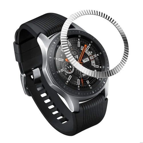 AISPORTS Anillo de bisel compatible con Samsung Galaxy Watch 1.811 in bisel Loop cubierta adhesiva anti arañazos acero inoxidable bisel de metal