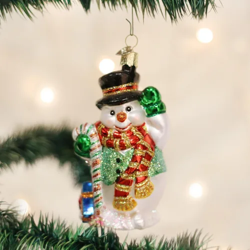 Miniatura 2 de Old World Christmas - Adorno de muñeco de nieve con bastón de caramelo hecho a mano, adorno de vidrio soplado para el árbol de Navidad, colección