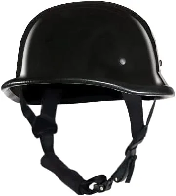 Miniatura 2 de Gorra alemana con diseño de calavera con acabado negro brillante básico con correa ajustable para la barbilla
