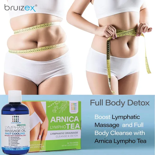 Miniatura 6 de Aceite de masaje de drenaje linfático con árnica y aceite de coco, mentol refrescante para alivio, recuperación poscirugía y lipedema, liposucción