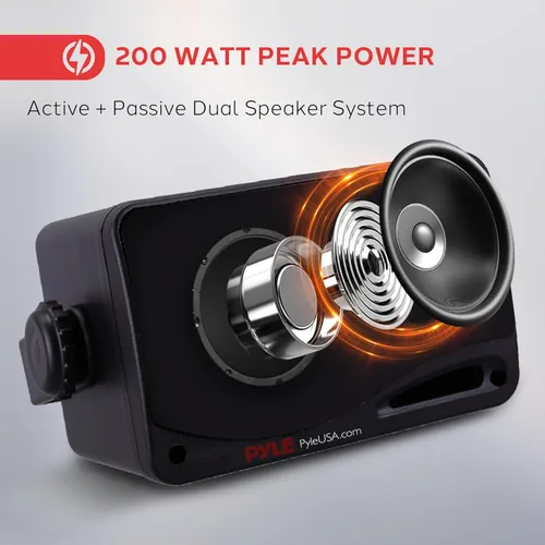 Miniatura 2 de Pyle PDWR42BBT - Altavoz Bluetooth inalámbrico impermeable para exteriores, 3.5 pulgadas, par de 3 vías, pasivo, resistente a la intemperie, sistema