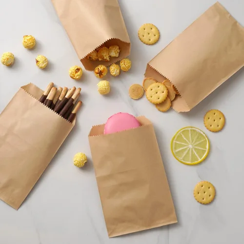 Miniatura 5 de Tendwarm 100 bolsas de papel kraft de tamaño pequeño de 3 x 5 pulgadas, tamaño pequeño, color marrón, bolsa de regalo plana para fiestas, bodas