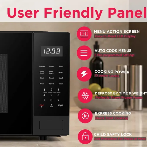 Miniatura 3 de FRIGIDAIRE Horno microondas de 0.9 pies cúbicos, negro