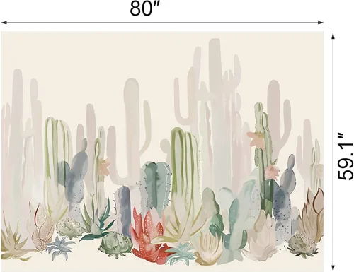 Miniatura 7 de Manicer Tapiz de cactus, coloridas plantas y hierbas, tapiz botánico para colgar en la pared, tapiz de paisajes naturales, tapiz con impresión