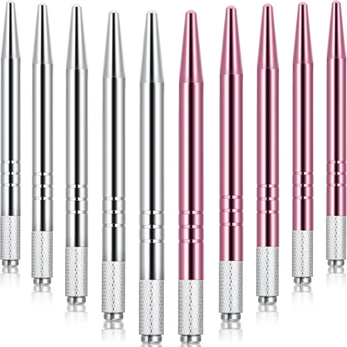Miniatura 7 de Chumia 10 bolígrafos Microblading, bolígrafos manuales para cejas, herramientas manuales de aluminio, soporte manual ligero para suministros