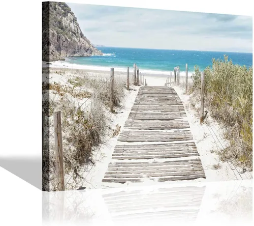 Miniatura 8 de SD SOFT DANCE Lienzo decorativo para pared de playa, paisaje marino, pintura costera para dormitorio (16 x 11 x 1 panel)