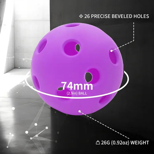 Miniatura 7 de Pelotas de pickleball para interiores, 26 agujeros, aprobadas por USAPA, paquete de 4 bolas de pepinillo de alto rebote, regalos de pickleball