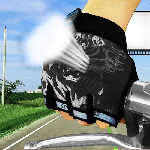 Miniatura 5 de Guantes de ciclismo sin dedos para niños y niñas con medio dedo, guantes de equitación para deportes al aire libre, guantes de gel antideslizantes