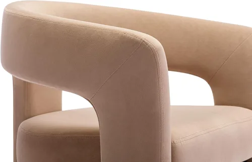 Miniatura 9 de VESCASA Silla de Comedor de Barril de Terciopelo con Respaldo Abierto, Sillón Lateral de Acento Moderno Tapizado con 3 Patas para Caqui-terciopelo