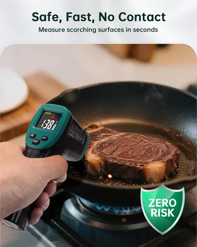 Miniatura 6 de ERICKHILL ROOKMAX Pistola Termómetro Infrarrojo, Láser Sin Contacto, Emisividad Ajustable, LCD a Color, de -50 °C a 800 °C (-58 °F a 1472 °F)