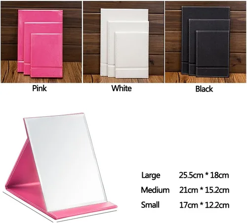 Miniatura 6 de JOLY Protable - Espejo plegable de piel sintética para maquillaje con soporte ajustable para uso personal, viajes (S, rosa)