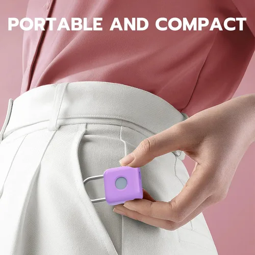 Miniatura 4 de Candado de huella digital eLinkSmart para casillero de gimnasio para niñas y mujeres con aplicación para teléfono iOS Watch, cerraduras de Púrpura