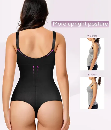 Miniatura 4 de YERKOAD Fajas moldeadoras de látex para mujer, moldeador de cintura de cuerpo completo, fajas colombianas con cremallera y corsé de busto abierto