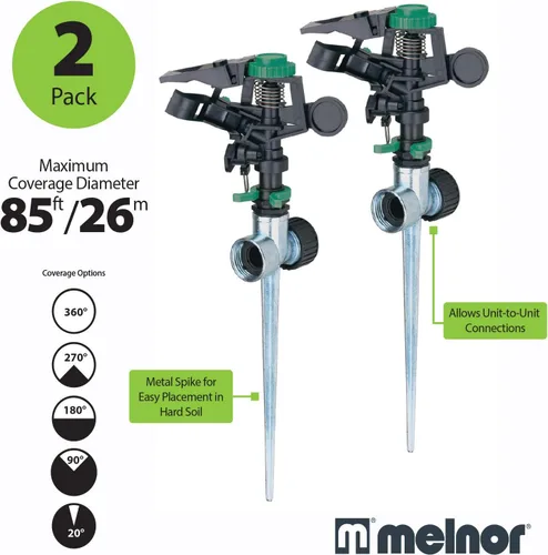 Miniatura 3 de Melnor 65176AMZ - Paquete doble de aspersor pulsante con pico de metal