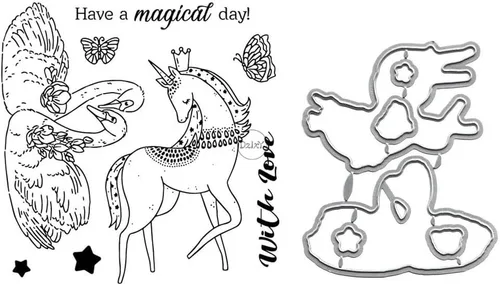 DzIxY Swans Unicorn Sellos transparentes y troqueles de corte de metal para hacer tarjetas, kit de papel para álbumes de recortes, suministros de