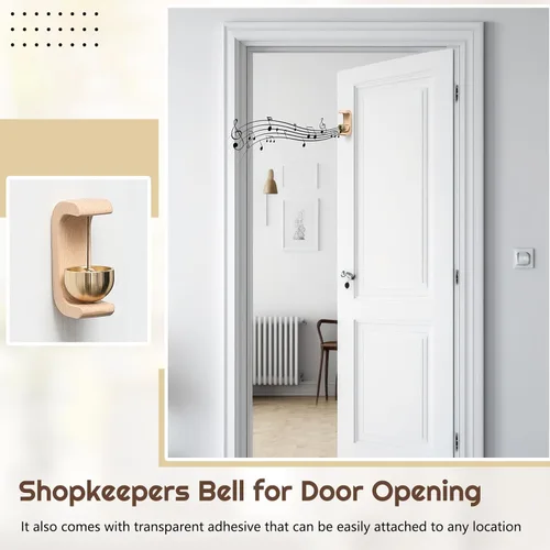 Miniatura 6 de Zonon 2 Piezas Campanillas de Viento Magnéticas de Madera Decoración de Timbre de Puerta Campana de Comerciantes para Apertura de Puerta Forma de C