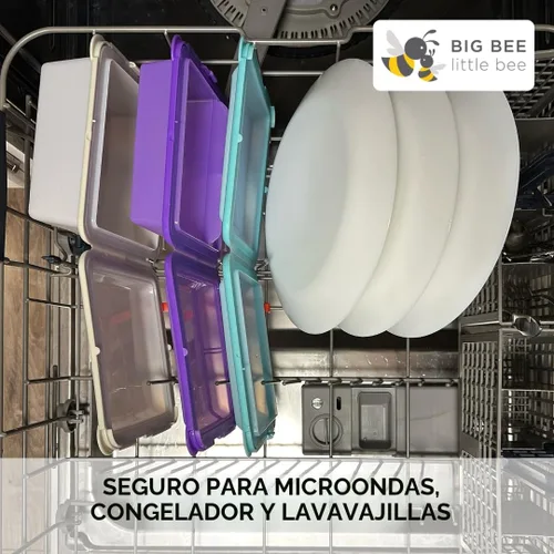 Miniatura 5 de Big Bee, Little Bee - SoftShell Contenedor de silicona reutilizable para almacenamiento de alimentos con tapa de concha conectada, fácil de limpiar