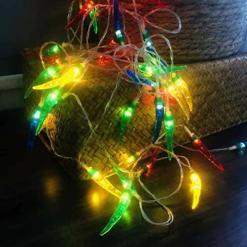 Miniatura 4 de Guirnalda de luces rojas de chile y pimienta, luces de noche de hadas, guirnalda de cobre, lámpara colgante con pilas para decoración del hogar