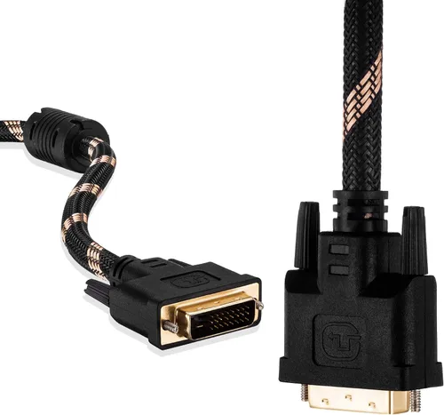 Miniatura 3 de Cable DVI de doble enlace de 3.3 ft, nailon trenzado DVI-D 24+1 de doble enlace macho a macho, cable de video digital chapado en oro con soporte