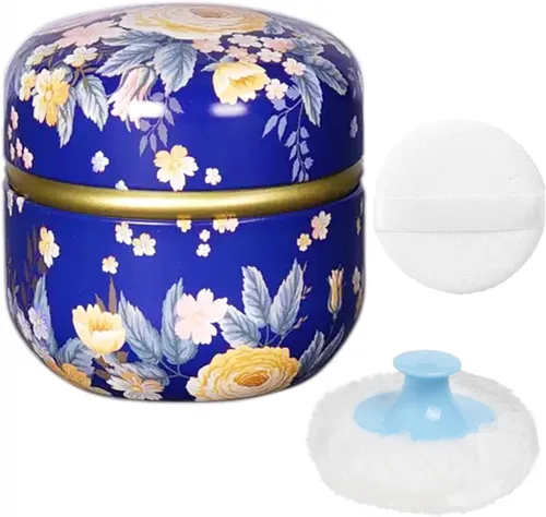 WEMEGA - Estuche para polvo corporal con contenedor de polvo para polvo, caja de té para bebés y mujeres, soplo de polvo y estuche para polvo para