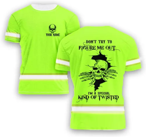 Miniatura 15 de Maddly Polo de alta visibilidad con diseño de calavera y bandera de Estados Unidos, ropa de trabajo patriótica con nombre personalizado para Camisa