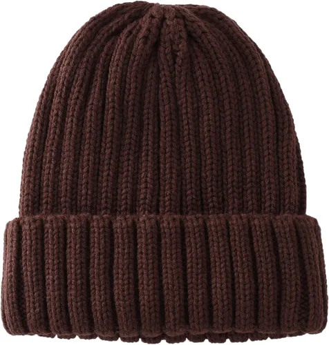 Miniatura 2 de Connectyle Gorro de punto con puños para mujer, gorro de esquí acrílico acanalado elástico para invierno