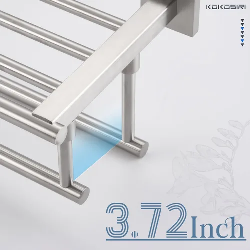 Miniatura 5 de KOKOSIRI Estante para toallas con doble barra de toallas de 16 pulgadas, toallero de baño, soporte para toallas montado en la pared de acero